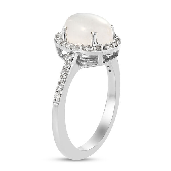 Regenbogen Mondstein und Zirkon-Ring, 925 Silber platiniert  ca. 2,71 ct image number 5