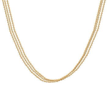 Italienische 3 Reihige Brillantina Kette, 925 Silber vergoldet, ca. 45 cm, ca. 5,58g