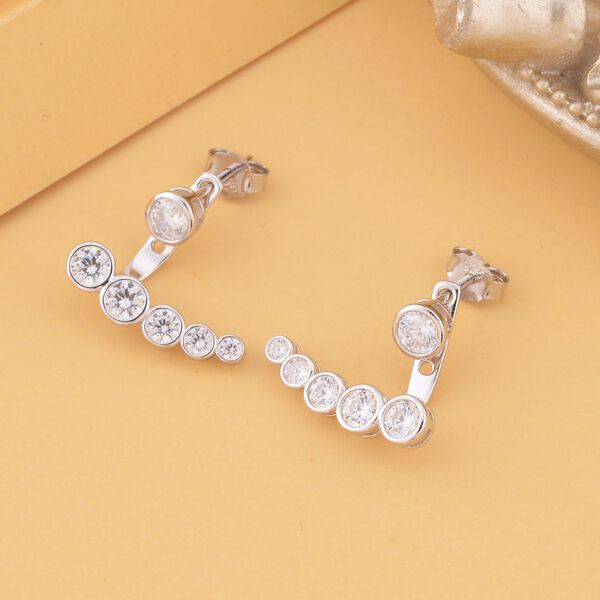 Zirkonia rhodinierte Ohrringe - 2,50 ct. image number 2