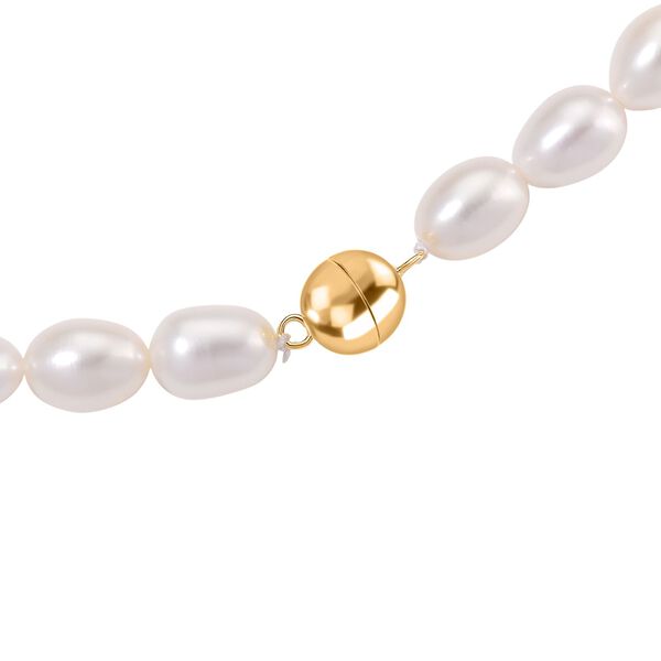 D'Joy AAA weiße Süßwasserperle 50cm Halskette, 925 Silber vergoldet image number 4
