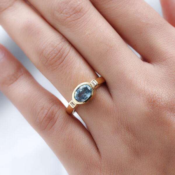 Blauer und Weißer Zirkon Ring 925 Silber vergoldet  ca. 2,17 ct image number 3