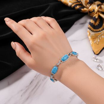 Blauer Howlit, Wei&szlig;er Kristall Magnettherapie-Armband mit 4 Magneten, ca. 20 cm