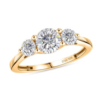 D'Joy Moissanit Ring, 925 Silber vergoldet - 1,22 ct.