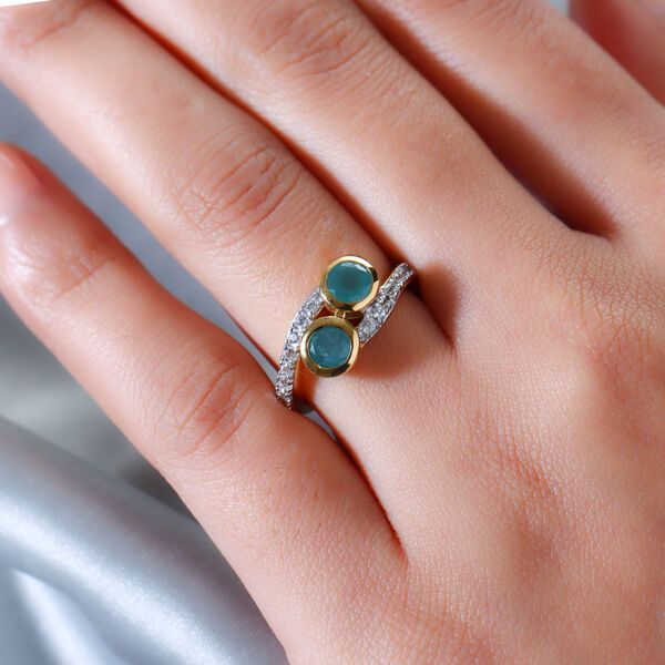 Grandidierit und Zirkon Bypass Ring 925 Silber vergoldet  ca. 1,34 ct image number 3