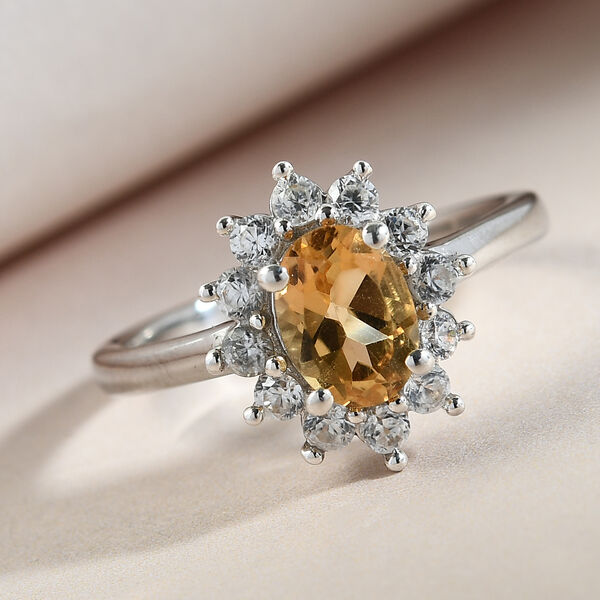 Citrin und Zirkon Ring 925 Silber platiniert  ca. 1,36 ct image number 2