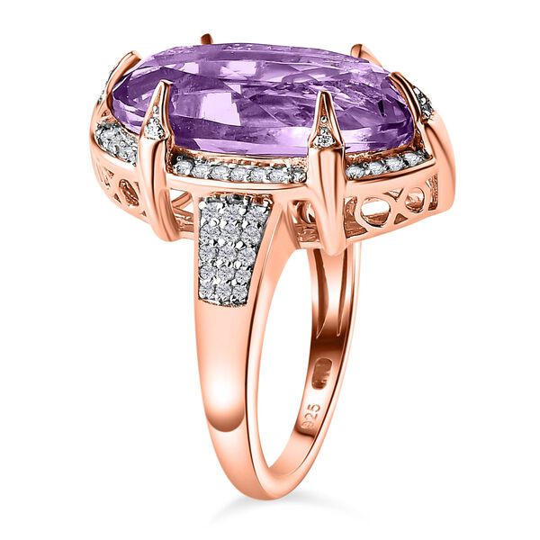 Rose De France Amethyst, Wei&szlig;er Zirkon Ring, 925 Silber ros&eacute;vergoldet, (Gr&ouml;&szlig;e 18.00), ca. 9.14 ct image number 5
