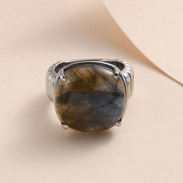 Labradorit Ring, Edelstahl (Größe 16.00) ca. 14.17 ct image number 3