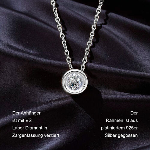 LUXURIANT DIAMOND- Labor VS Diamant-Anhänger mit 50cm Kette, 925 Silber platiniert- 0,25 ct. image number 2
