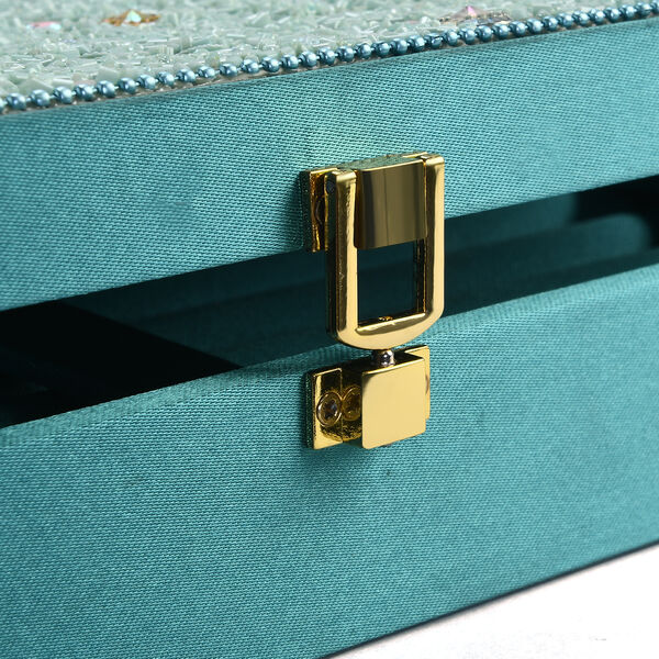 Schmuckbox bestickt mit Perlen und Pailletten, Türkis image number 8