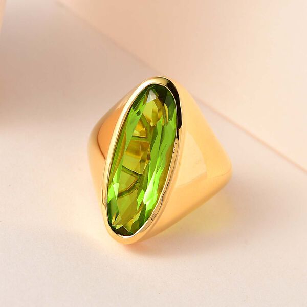 Chartreuse Quarz Ringe 925 Silber Gelbgold Vermeil (Gr&ouml;&szlig;e 16.00) ca. 6.86 ct image number 2