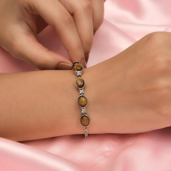 Tigerauge Armband, ca. 19 cm, Edelstahl ca. 10,95 ct image number 3