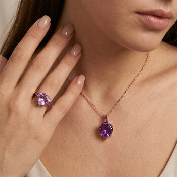GP Amore Kollektion- AA Rose De France Amethyst, afrikanisches Amethyst und blaues Saphir Schmuckset
