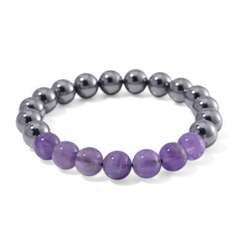 Flexibles Terahertz und afrikanisches Amethyst Armband - 140 ct.
