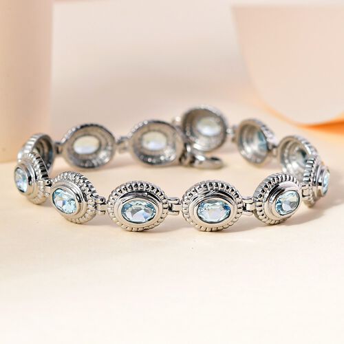 Himmelblaues Topas Armband, ca. 20 cm, Edelstahl ca. 11,74 ct image number 1