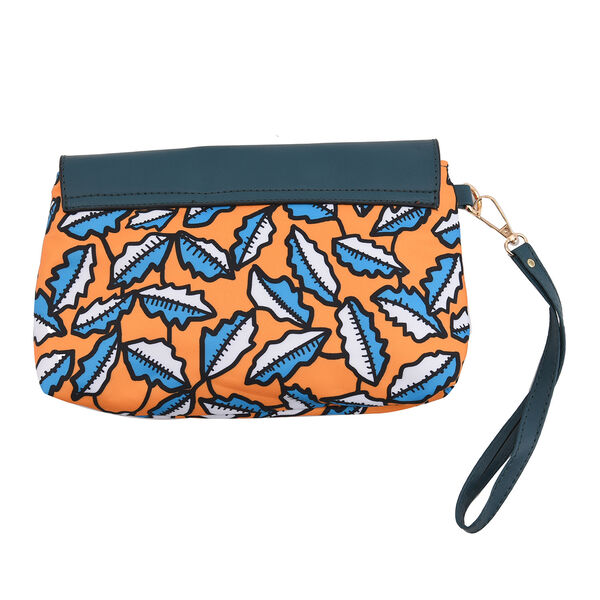 2er-Set, Clutch - 9x15,24 cm und Schultertasche - 34,29x12,7x25,40 cm, Blattmuster, Gelb image number 7