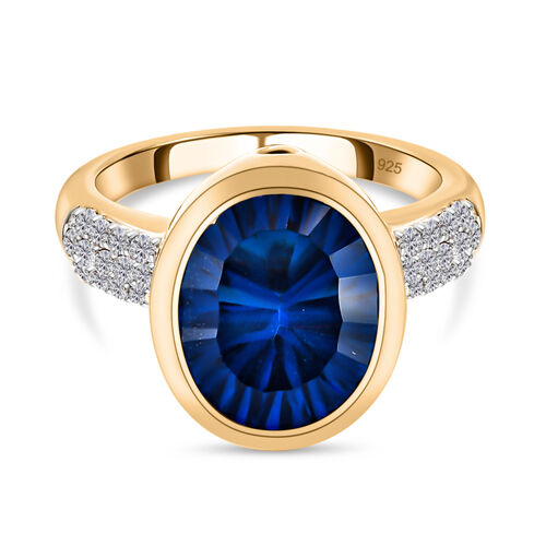 Ceylonfarbener Quarz und Zirkon-Ring, 925 Silber vergoldet - 5,11 ct.  image number 0