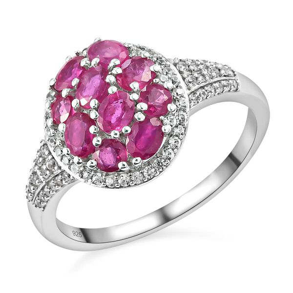 Afrikanischer Rubin und Zirkon-Ring, 925 Silber platiniert  ca. 3,18 ct image number 4