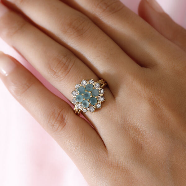 Grandidierit und Zirkon Ring 925 Silber vergoldet  ca. 1,43 ct image number 3