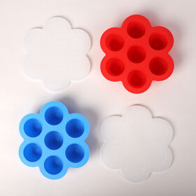 2er-Set Eiswürfelbehälter mit Deckel, Blau und Rot