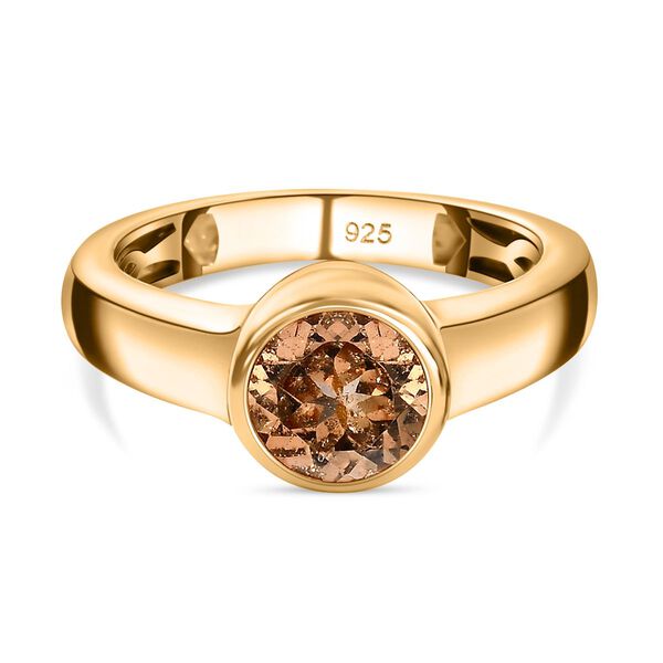 Ceylon kaiserlicher Granat Ring, 925 Silber Gelbgold Vermeil (Gr&ouml;&szlig;e 19.00) ca. 1.62 ct