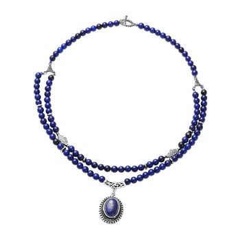 Lapislazuli-Halskette, ca. 50 cm, silberfarben ca. 247,00 ct