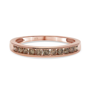 Nat&uuml;rliche Champagner Diamant zertifiziert I2-I3 Half Eternity Ring 375 Rose Gold (Gr&ouml;&szlig;e 17.00) ca. 0,50 ct