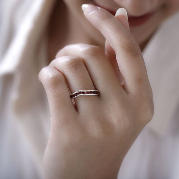 Roter Granat Ring, 925 Silber (Gr&ouml;&szlig;e 16.00) ca. 0.75 ct image number 3