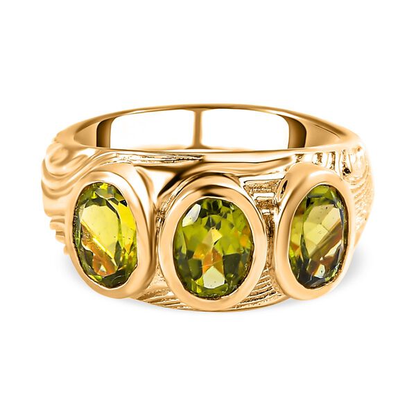Nat&uuml;rlicher Peridot Ring, Messing vergoldet (Gr&ouml;&szlig;e 16.00) ca. 2.34 ct