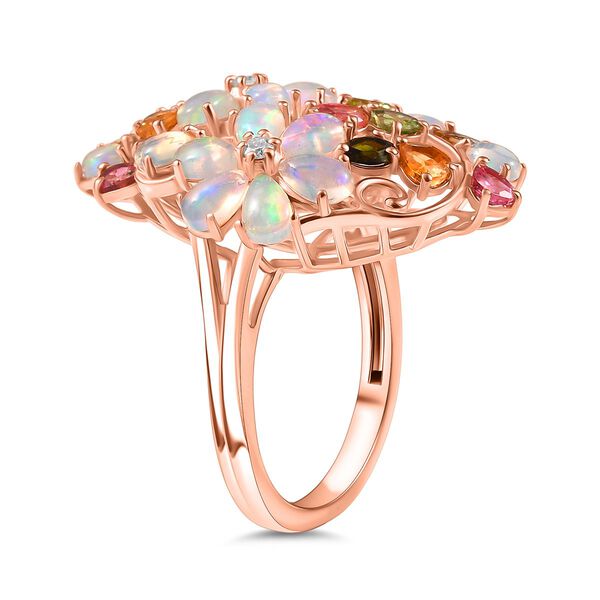 D'Joy Nat&uuml;rlicher, &auml;thiopischer Welo Opal, Multi-Turmalin und Moissanit Ring - 4 ct. image number 5