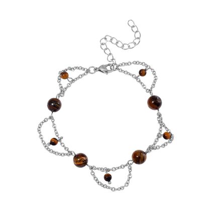 Tigerauge Armband ca. 19 cm 316L Edelstahl ca. 20.00 ct