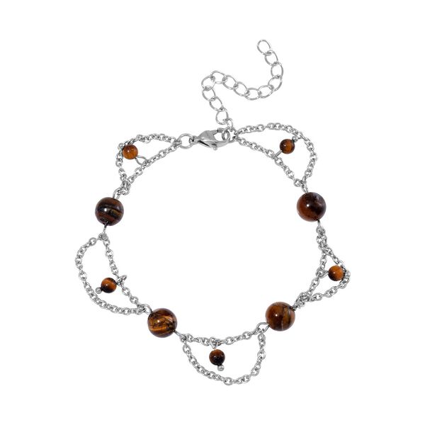 Tigerauge Armband ca. 19 cm 316L Edelstahl ca. 20.00 ct