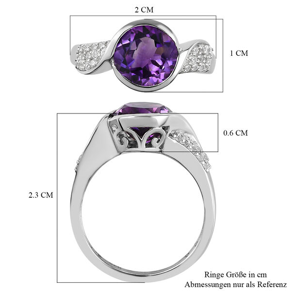 Nat&uuml;rlicher, marokkanischer Amethyst und wei&szlig;er Zirkon-Ring, 925 Silber platiniert  ca. 2,19 ct image number 7