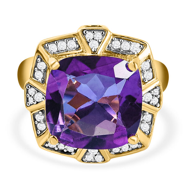 Afrikanischer Amethyst und Zirkon-Ring, 925 Silber vergoldet  ca. 6,64 ct