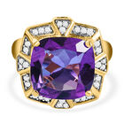 Afrikanischer Amethyst und Zirkon-Ring, 925 Silber vergoldet (Größe 16.00) ca. 6.64 ct