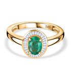 AAAA Kagem Sambischer Smaragd, Weißer Diamant Ring 585 Gold (Größe 18.00) ca. 0,88 ct
