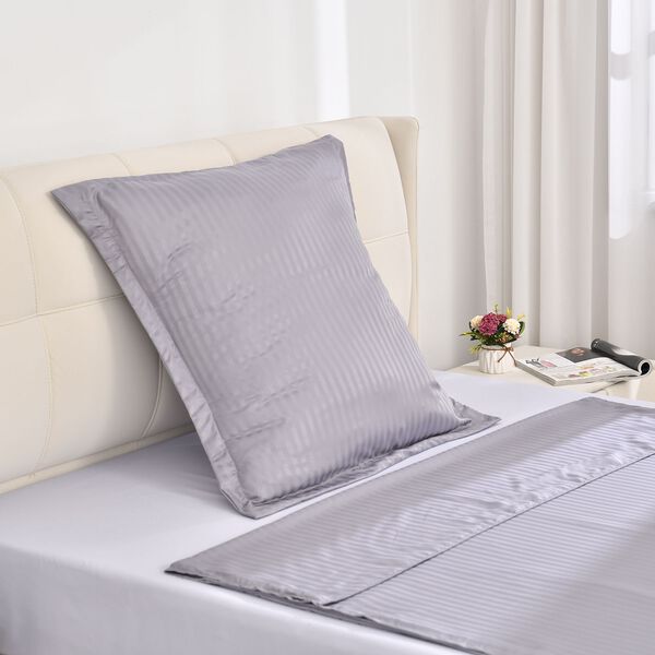 2-teiliges Bettw&auml;sche-Set mit vertikalem Streifenmuster, 135x200 cm und 80x80 cm, Grau image number 4