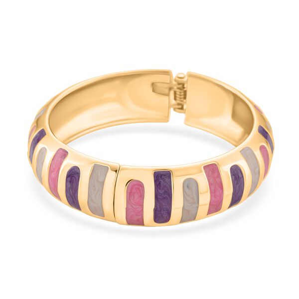 Emaille-Armreif im Streifen-Design, Rosa und Violett, ca. 18,5 cm, ca. 43 g image number 5