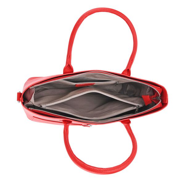 Echtleder Crossbody Tasche, mehrere Fächer, Reißverschluss vorne, 31 x 12.5 x 29 cm, Rot image number 6