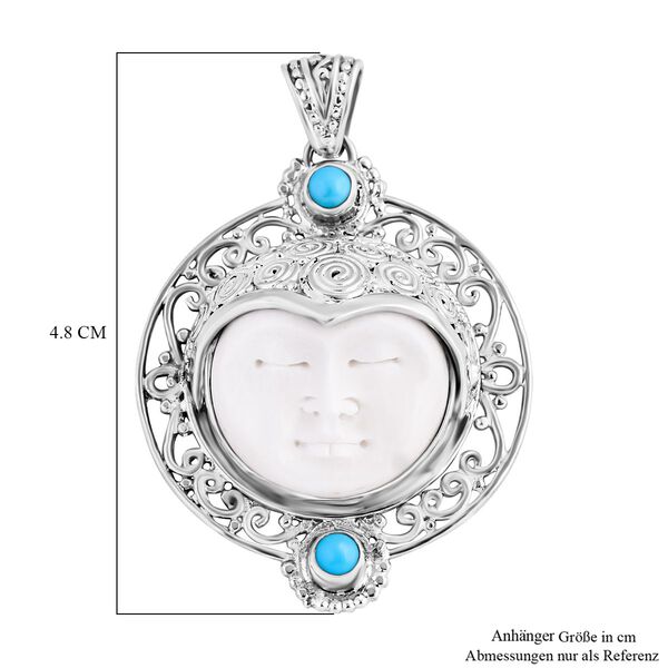 Royal Bali Kollektion- Sleeping Beauty T&uuml;rkis und Ochsenknochen-Anh&auml;nger - 0,61 ct. image number 5