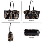 "Chaos by Elsie Genuine Leather Tote bag with RFID Color:black Embossed crocdile shining rhomboid pattern Size: 33*13*24CM              Wall: Genuine Leather Lining: Polyester                Exterior:zipped-2, Interior:zipped-2 , slip-2               " image number 4