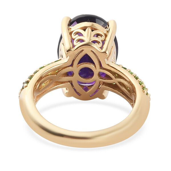 Marokkanischer Amethyst und Russischer Diaopside Solit&auml;r Ring 925 Silber 585 Vergoldet image number 7