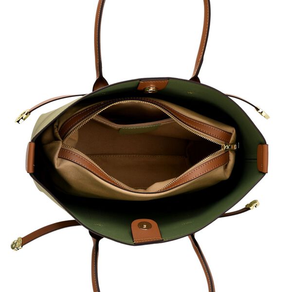 Echtleder Shopper Set, 2-teilig, Magnetfach, Rei&szlig;verschlussf&auml;cher, 35x11x20cm, Gr&uuml;n und Braun image number 7