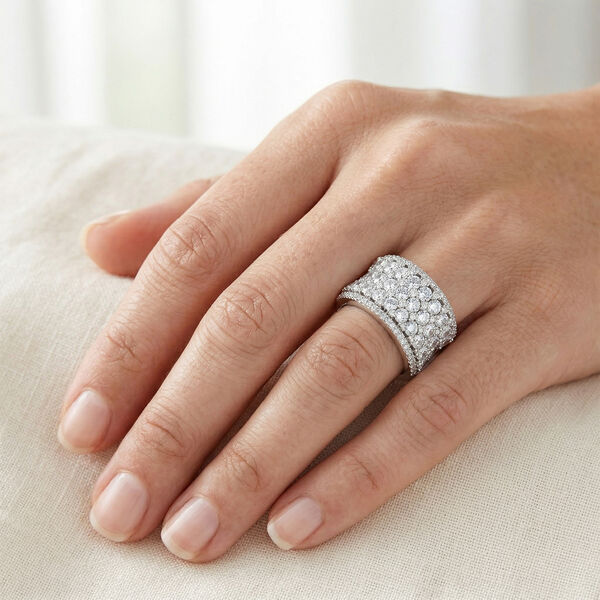 LUSTRO STELLA Premium AAA kubisch Zirkonia Cluster Ring 925 Silber Platin-&Uuml;berzug image number 2