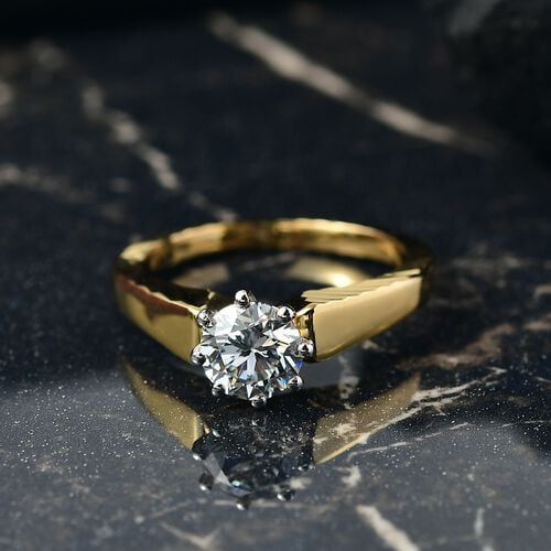 LUXURIOUS DIAMOND -Lab Grown Diamant SI Ring 925 Silber Rhodiniert und 750 Gelbgold Vermeil (Größe 18.00) ca. 1.00 ct image number 1