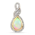 Natürlicher Äthiopischer Opal und Zirkon Anhänger 925 Silber Gelbgold Vermeil ca. 1.77 ct