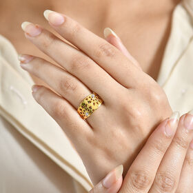 D'Joy Weißer Diamant Ring 925 Silber 750 Gelb Vergoldet (Größe 18.00) ca. 0,02 ct