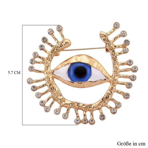 Glas, Wei&szlig;er Kristall Brosche emailliert, Goldfarben image number 6