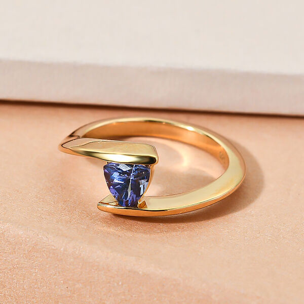 Tansanit Bypass Ring 925 Silber 585 Vergoldet image number 2