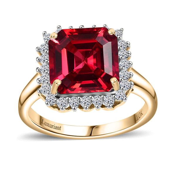 LUXURIANT DIAMOND- zertifiziert und gepr&uuml;ft AAA Labor Padparadscha Saphir und Labor Diamant Ring in 417 Gold - 5,93 ct.