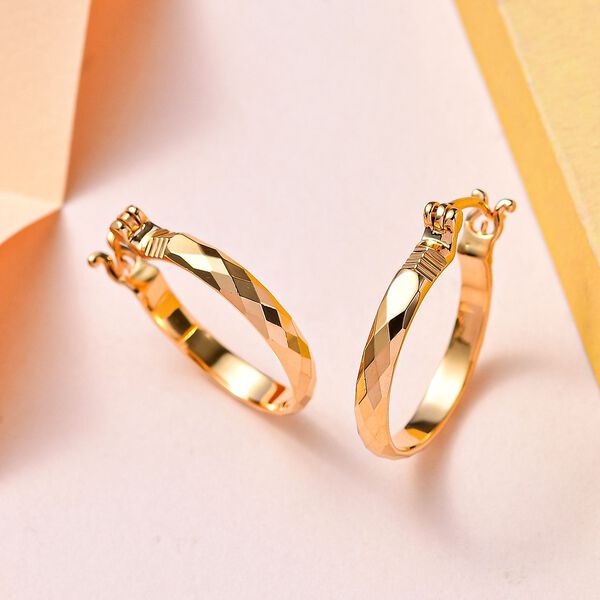 Creolen mit Diamantschliff in Silber mit Gelbgold Vermeil image number 1
